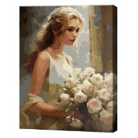 Tablou pe numere Art Gallery Premium Fată cu trandafiri albi 40x50cm (GX46477)