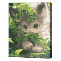 Tablou pe numere Art Gallery Premium Motănaș în tufiș 30x40cm (EX8455)