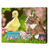 Tablou pe numere Art Gallery Premium Котенок и утенок 20x30см (CX3596)