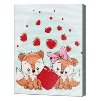 Tablou pe numere Art Gallery Premium Лисички и сердечки 20x30см (CX4869)