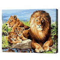 Tablou pe numere Art Gallery Premium Львиная семья 20x30см (CX3613)