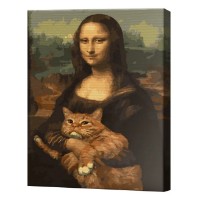Tablou pe numere Art Gallery Premium Mona Lisa cu motan roșcat 30x40cm (EX7244)