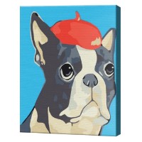 Tablou pe numere Art Gallery Premium Пес в беретике 20x30см (CX5008)