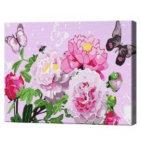 Tablou pe numere Art Gallery Premium Пионы и бабочки 20x30см (CX3314)