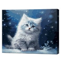 Tablou pe numere Art Gallery Premium Motănaș gri și ninsoare 40x50cm (GX46469)