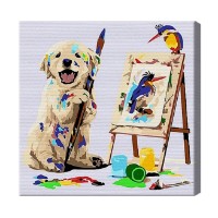 Tablou pe numere Art Gallery Premium Щенок-художник 20x20см (BX2864)