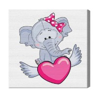 Tablou pe numere Art Gallery Premium Слоник-девочка и сердечко 20x20см (BX2231)