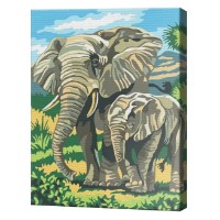 Tablou pe numere Art Gallery Premium Семья слонов 20x30см (CX3507)