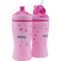 Cana cu pai Nuby Free Flow Pop-Up Sipper 360ml 2pcs (NV04017PINK)