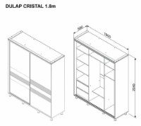 Шкаф-купе Ambianta Cristal 1.8m White фото №2 — интернет-магазин Desire.md