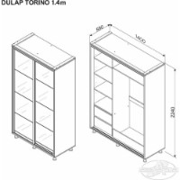 Dulap cu uşi glisante Ambianta Torino Glass 1.4m Grafit imaginea #2 — magazin online Desire.md