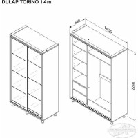 Dulap cu uşi glisante Ambianta Torino Mirror 1.4m Grafit imaginea #2 — magazin online Desire.md