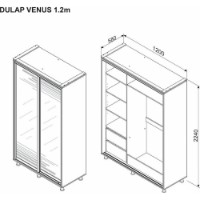 Dulap cu uşi glisante Ambianta Venus Mirror 1.2m White imaginea #2 — magazin online Desire.md