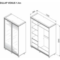 Dulap cu uşi glisante Ambianta Venus Mirror 1.4m Fungo imaginea #2 — magazin online Desire.md
