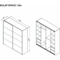 Шкаф-купе Ambianta Space 1.8m Gray фото №4 — интернет-магазин Desire.md