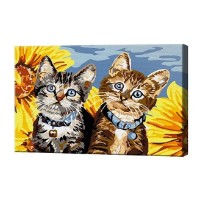 Tablou pe numere Art Gallery Premium Motănași și floarea-soarelui 20x30cm (CX3788)