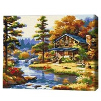 Tablou pe numere Brushme Дом у озера 30x40cm (4840781361497)