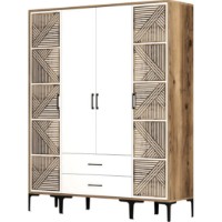 Шкаф Trendy Kumsal PTP Walnut/White 201.4x47.5x160cm GTR001796 фото №6 — интернет-магазин Desire.md