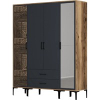 Dulap Trendy Kumsal PTR Walnut/Anthracit 201.4x47.5x160cm GTR001799 imaginea #6 — magazin online Desire.md