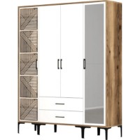 Dulap Trendy Kumsal PTR Walnut/White 201.4x47.5x160cm GTR001801 imaginea #4 — magazin online Desire.md