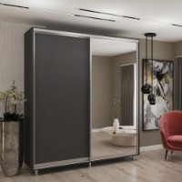 Dulap cu uşi glisante My-Style Chipboard + Mirror 210x230x60 Anthracite (C21H3M02U02) imaginea #1 — magazin online Desire.md