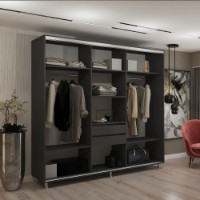 Dulap cu uşi glisante My-Style Chipboard + Mirror 250x210x60 Anthracite (C25H1M02U02) imaginea #2 — magazin online Desire.md