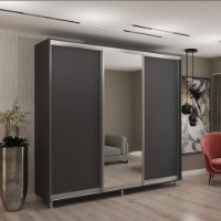 Dulap cu uşi glisante My-Style Chipboard + Mirror 250x230x60 Anthracite (C25H3M02U02) imaginea #1 — magazin online Desire.md