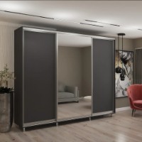 Dulap cu uşi glisante My-Style Chipboard + Mirror 260x220x60 Anthracite (C26H2M02U02) imaginea #1 — magazin online Desire.md