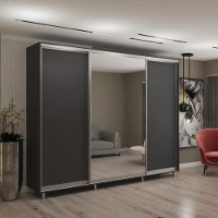 Dulap cu uşi glisante My-Style Chipboard + Mirror 280x220x60 Anthracite (C28H2M02U02) imaginea #1 — magazin online Desire.md