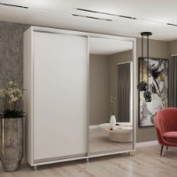 Dulap cu uşi glisante My-Style Chipboard + Mirror 200x200x60 White (C20H0M01U02) imaginea #1 — magazin online Desire.md