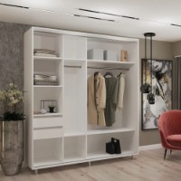 Dulap cu uşi glisante My-Style Chipboard + Mirror 210x230x60 White (C21H3M01U02) imaginea #2 — magazin online Desire.md