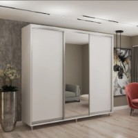 Dulap cu uşi glisante My-Style Chipboard + Mirror 250x220x60 White (C25H2M01U02) imaginea #1 — magazin online Desire.md