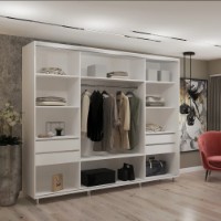 Dulap cu uşi glisante My-Style Chipboard + Mirror 260x220x60 White (C26H2M01U02) imaginea #2 — magazin online Desire.md