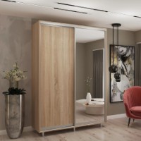 Dulap cu uşi glisante My-Style Chipboard + Mirror 110x230x60 Sonoma Oak (C11H3M03U02)