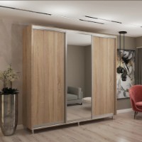 Dulap cu uşi glisante My-Style Chipboard + Mirror 240x230x60 Sonoma Oak (C24H3M03U02)