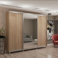 Dulap cu uşi glisante My-Style Chipboard + Mirror 260x200x60 Sonoma Oak (C26H0M03U02)