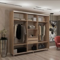 Dulap cu uşi glisante My-Style Chipboard 250x240x60 Sonoma Oak (C25H4M03U01) imaginea #2 — magazin online Desire.md