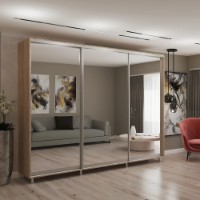 Dulap cu uşi glisante My-Style Mirror 290x210x60 Sonoma Oak (C29H1M03U03) imaginea #1 — magazin online Desire.md
