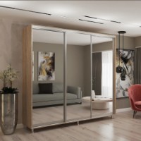 Dulap cu uşi glisante My-Style Mirror 240x210x60 Sonoma Oak (C24H1M03U03) imaginea #1 — magazin online Desire.md