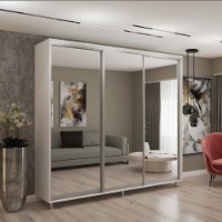 Dulap cu uşi glisante My-Style Mirror 240x210x60 White (C24H1M01U03) imaginea #1 — magazin online Desire.md