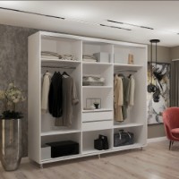 Dulap cu uşi glisante My-Style Mirror 250x240x60 White (C25H4M01U03) imaginea #2 — magazin online Desire.md