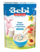 Terci de fulgi de ovăz cu lapte pentru copii Bebi Peach 6+ 200g 