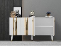 Тумба Trendy Isil White/Gold 150x80x40cm GTR006290 фото №2 — интернет-магазин Desire.md