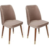 Scaun Trendy Hugo 384 Beige/Walnut/Gold 90x50x49cm GTR006826 4pcs imaginea #5 — magazin online Desire.md