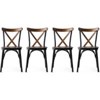 Комплект для столовой Trendy Ekol 261 Walnut/Black 84x42x41cm GTR006733 4pcs