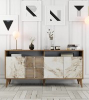 Dulăpior Trendy Milan 160 Walnut/White Marble 160x78x35cm GTR001172 imaginea #1 — magazin online Desire.md