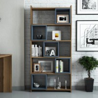 Etajeră Trendy Cutie Walnut/Blue 170x80x22cm GTR000442 imaginea #2 — magazin online Desire.md