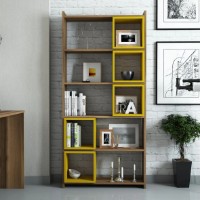 Etajeră Trendy Cutie Walnut/Yellow 170x80x22cm GTR000445 imaginea #3 — magazin online Desire.md