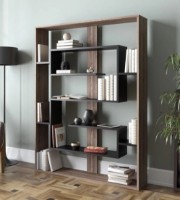 Etajeră Trendy Esteban Walnut/Black 120x156x22cm GTR006027