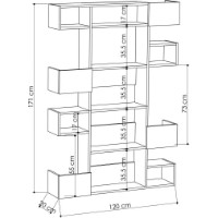 Стеллаж Trendy Niho White/Oak 120x171x20cm GTR000403